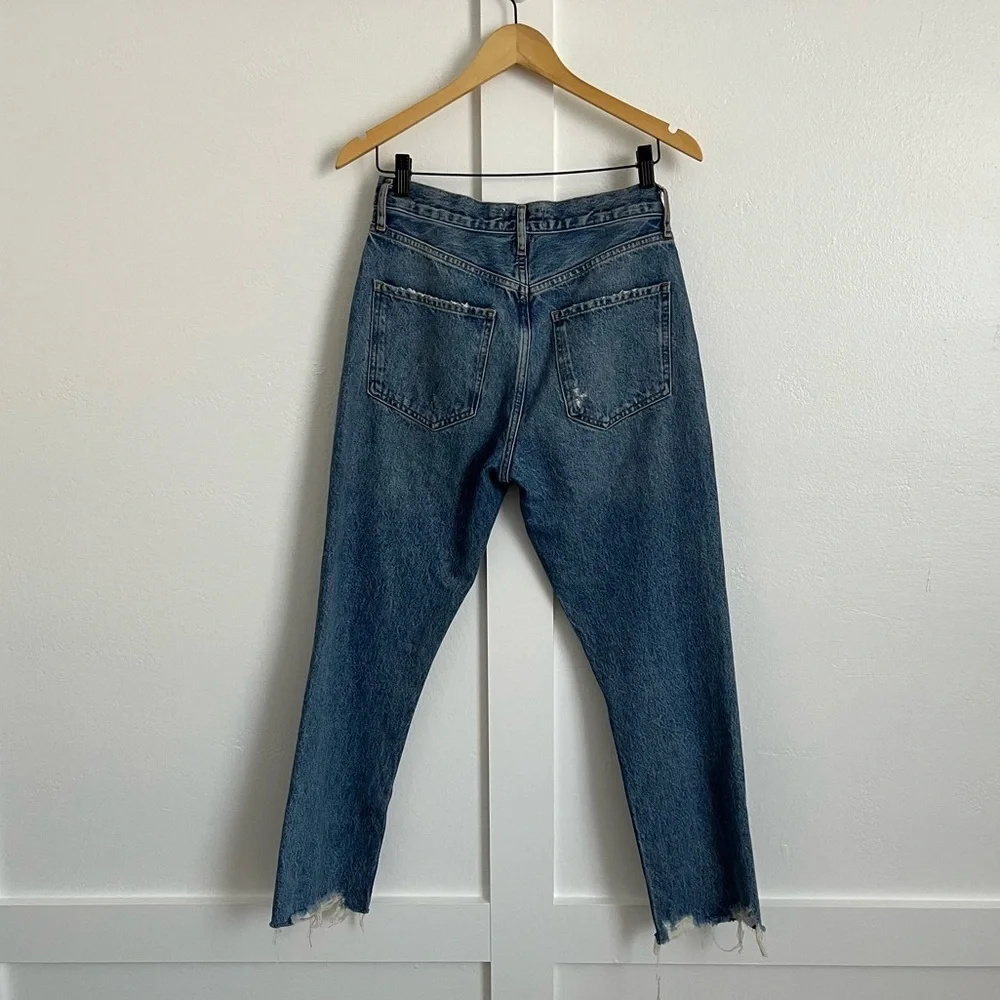 Agolde Riley Crop Distressed Hem Straight Jeans